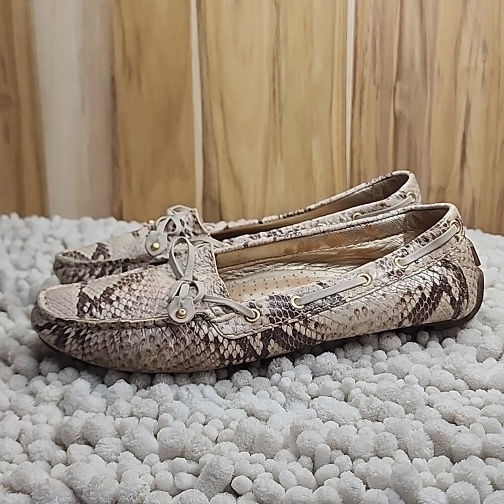 MARC JOSEPH  LEATHER SNAKEPRINT DRIVING LOAFERS MADE IN BRAZIL WOMAN'S SIZE 6.5